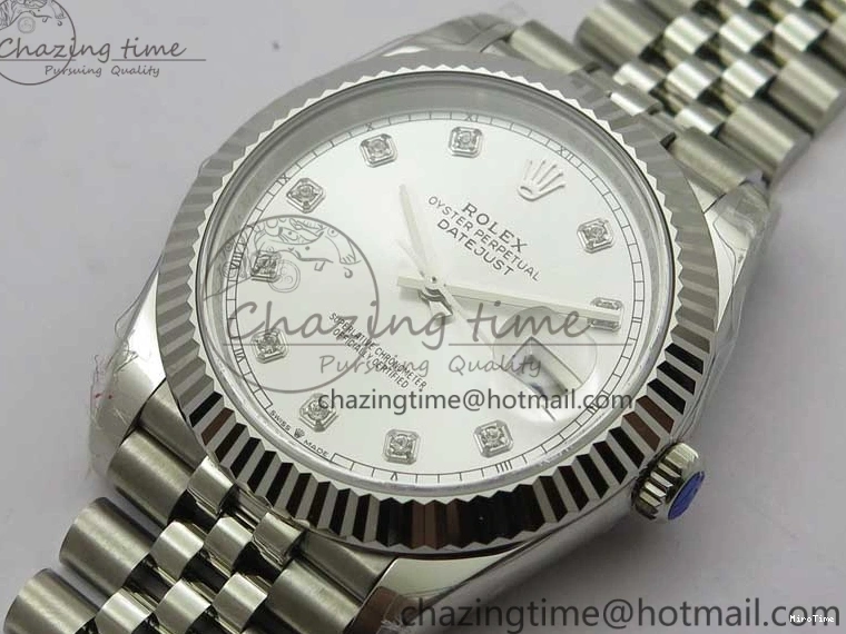 MiroTime 0327 DateJust 41MM 126334 904L SS VRF 1:1 Best Edition Silver Dial Crystals Markers on SS Jubilee Bracelet A FashionForward 2907